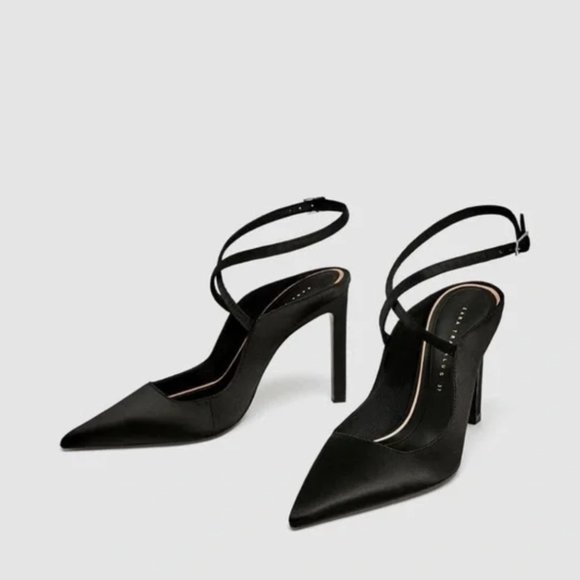 Zara Trafaluc Shoes - Nice Condition Zara Trafaluc Heels with Cross Ankle Strap Black 36